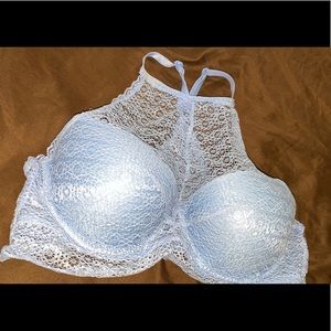 Light blue lace halter bralette